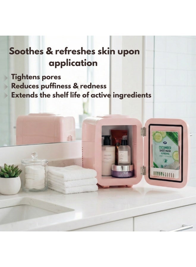 Sky Land Skyland Mini Fridge 4L / 6 Can – Portable Cooler & Warmer for Skincare, Cosmetics, Food & Drinks – Quiet, Energy Efficient Personal Beauty Fridge for Home, Office, Car & Travel (Pink) - Image 3